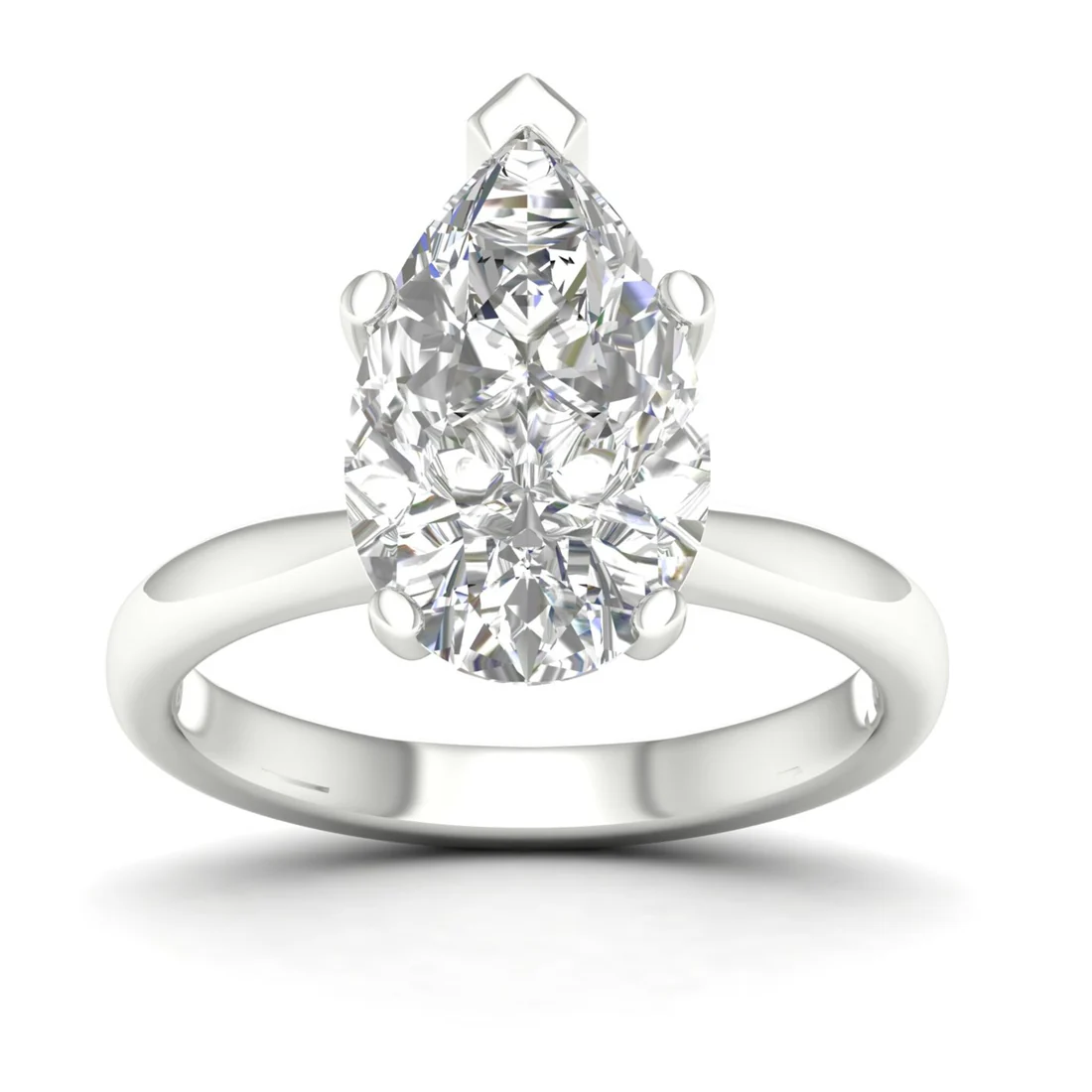 4 CTW Pear Cut Lab Grown Diamond Women Solitaire Ring