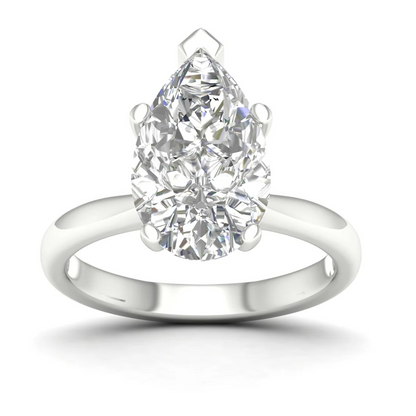 4 CTW Pear Cut Lab Grown Diamond Women Solitaire Ring