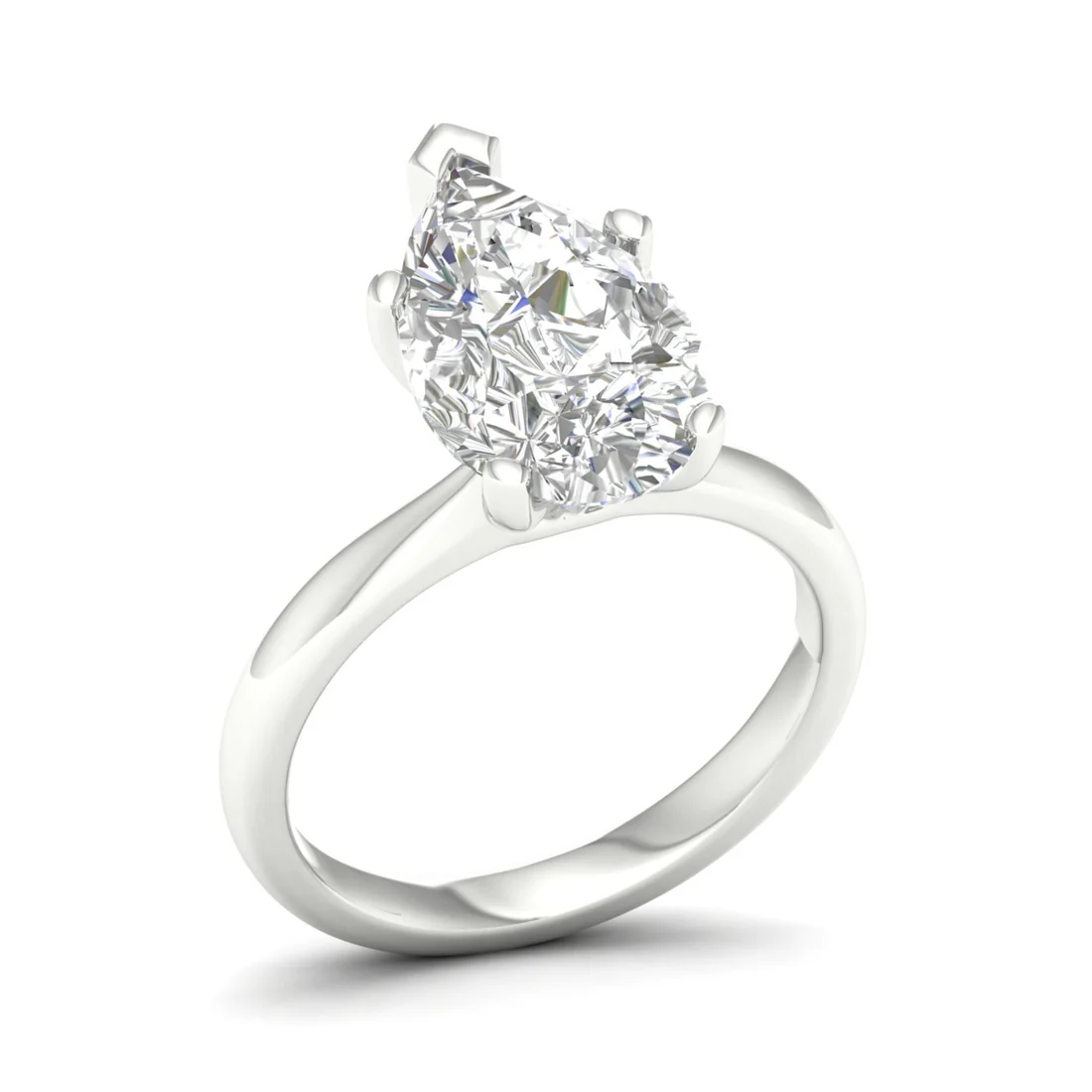 4 CTW Pear Cut Lab Grown Diamond Women Solitaire Ring