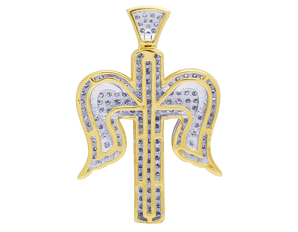 Lab Grown Diamond 0.70 CTW Cross Angel Wing Pendant