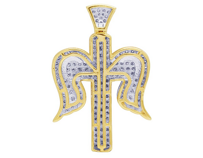 Lab Grown Diamond 0.70 CTW Cross Angel Wing Pendant