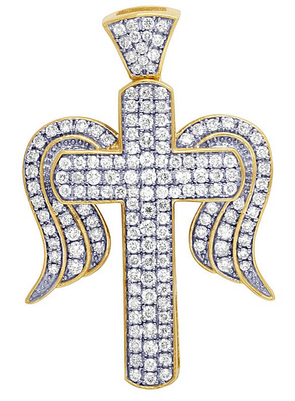 Lab Grown Diamond 0.70 CTW Cross Angel Wing Pendant