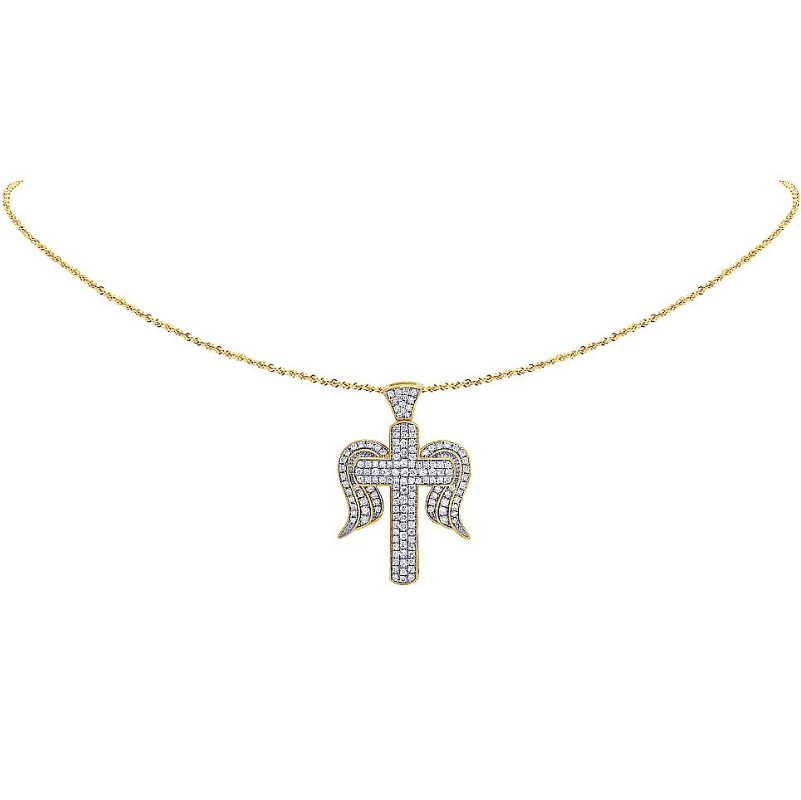 Lab Grown Diamond 0.70 CTW Cross Angel Wing Pendant