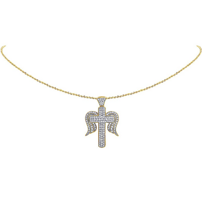 Lab Grown Diamond 0.70 CTW Cross Angel Wing Pendant