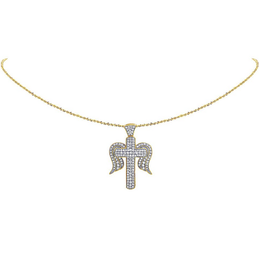 Lab Grown Diamond 0.70 CTW Cross Angel Wing Pendant