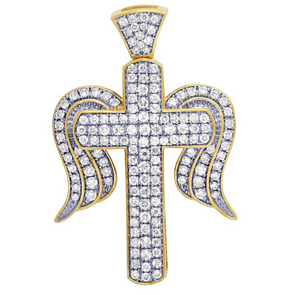 Lab Grown Diamond 0.70 CTW Cross Angel Wing Pendant