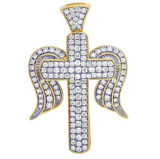 Lab Grown Diamond 0.70 CTW Cross Angel Wing Pendant