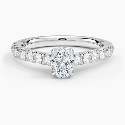 1/2CT Oval Half Coverage Lab Grown Diamond Gold Engagement Ring