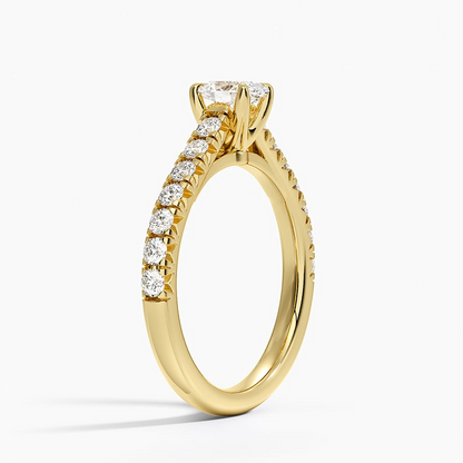 1/2CT Oval Half Coverage Lab Grown Diamond Gold Engagement Ring