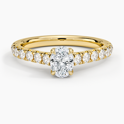 1/2CT Oval Half Coverage Lab Grown Diamond Gold Engagement Ring