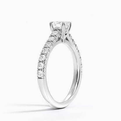 1/2CT Oval Half Coverage Lab Grown Diamond Gold Engagement Ring