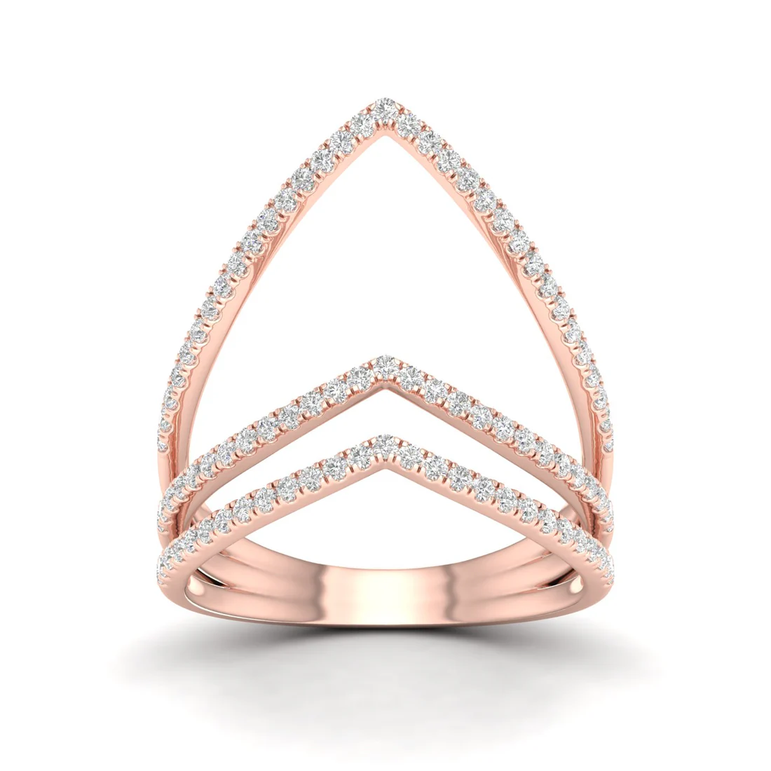 0.30Ctw Lab Grown Diamond Chevron Band Ring