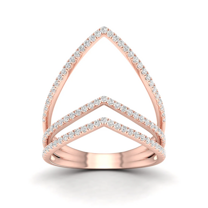 0.30Ctw Lab Grown Diamond Chevron Band Ring