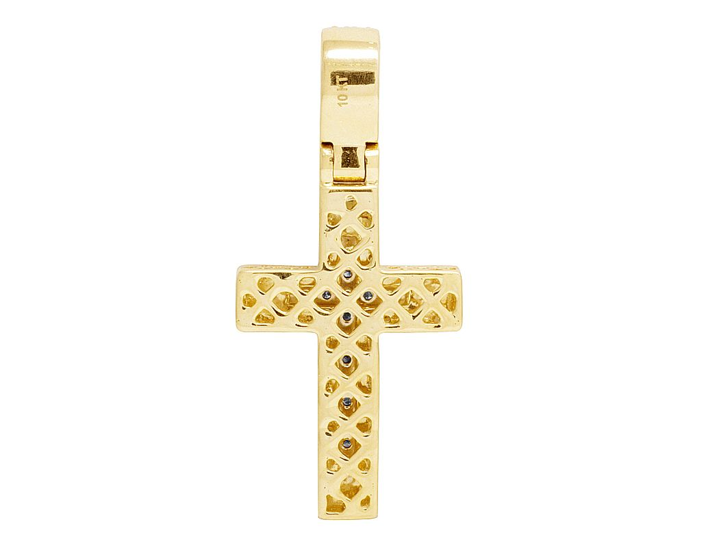 1.6 Inch 10K Two Tone Lab Grown Diamond Cross Pendant