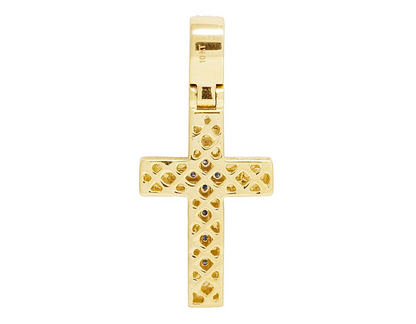 1.6 Inch 10K Two Tone Lab Grown Diamond Cross Pendant