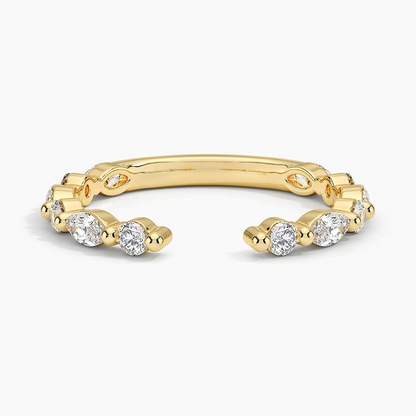 14k Gold Lab Grown Diamond Alternative Open Cuff Wedding Band