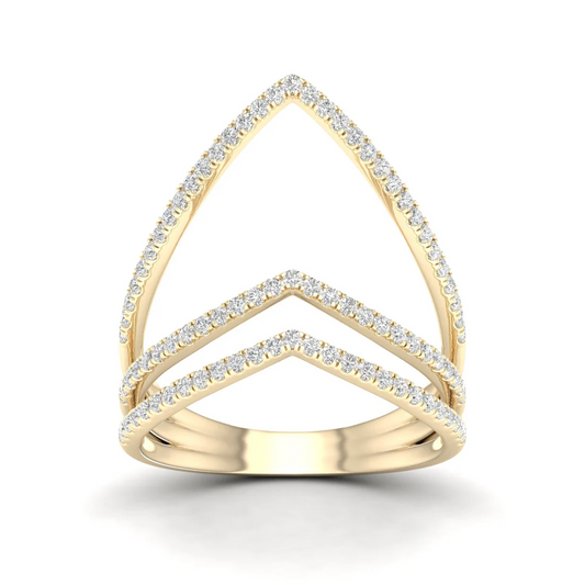 0.30Ctw Lab Grown Diamond Chevron Band Ring
