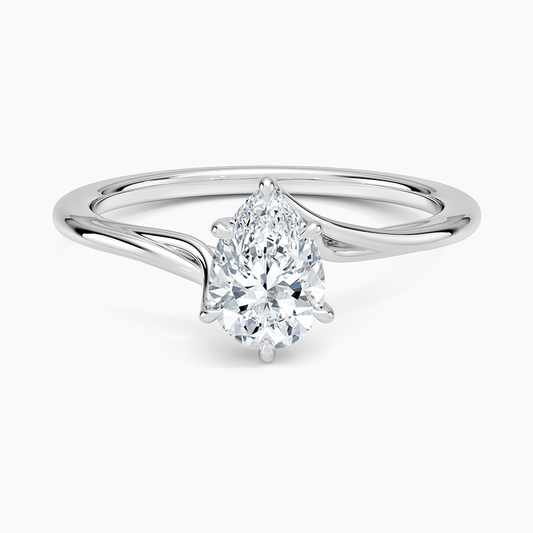 3/4 CT Pear Twist Lab Grown Diamond Gold Solitaire Ring