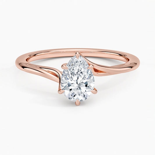 3/4 CT Pear Twist Lab Grown Diamond Gold Solitaire Ring