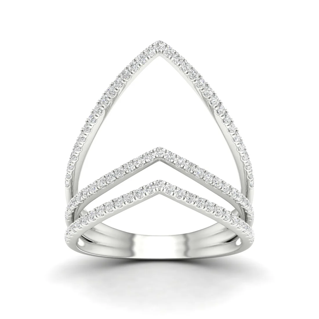 0.30Ctw Lab Grown Diamond Chevron Band Ring