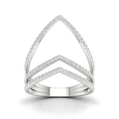 0.30Ctw Lab Grown Diamond Chevron Band Ring