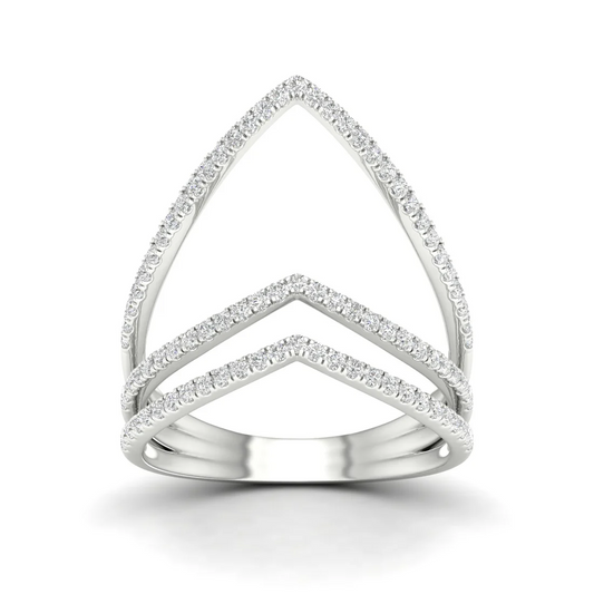 0.30Ctw Lab Grown Diamond Chevron Band Ring