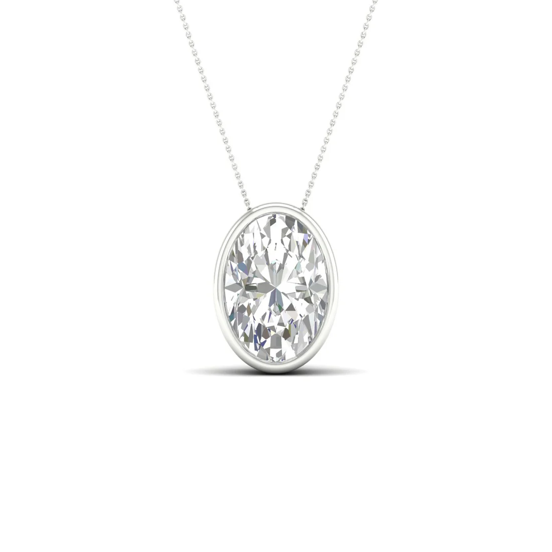2 CTW Lab Grown Diamond Oval Bezel Set Pendant