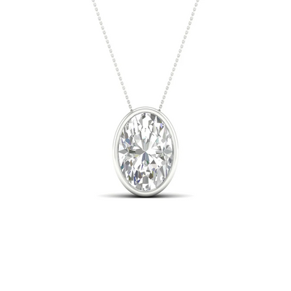 2 CTW Lab Grown Diamond Oval Bezel Set Pendant