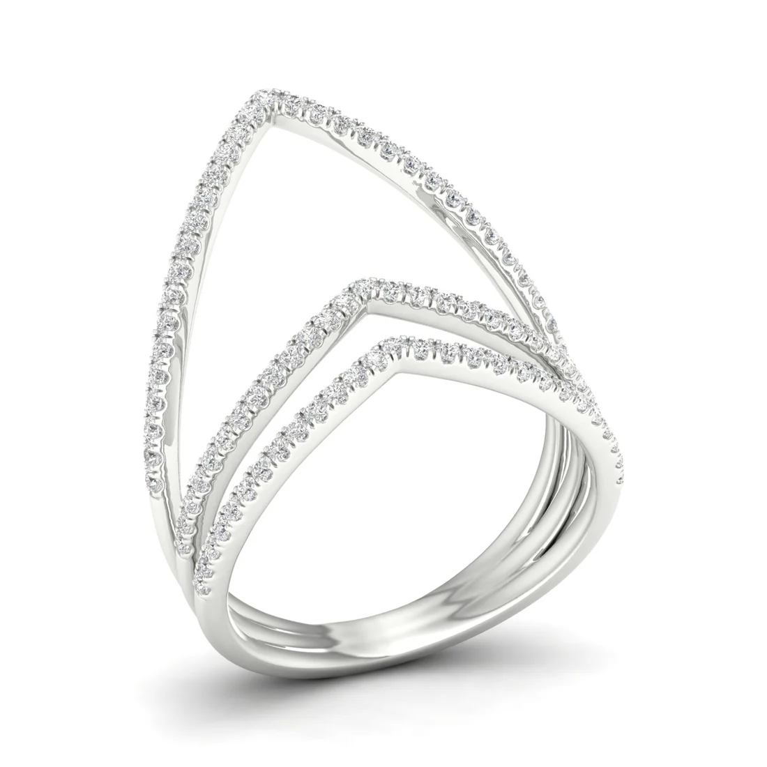 0.30Ctw Lab Grown Diamond Chevron Band Ring
