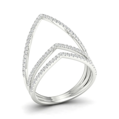 0.30Ctw Lab Grown Diamond Chevron Band Ring