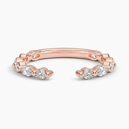 14k Gold Lab Grown Diamond Alternative Open Cuff Wedding Band
