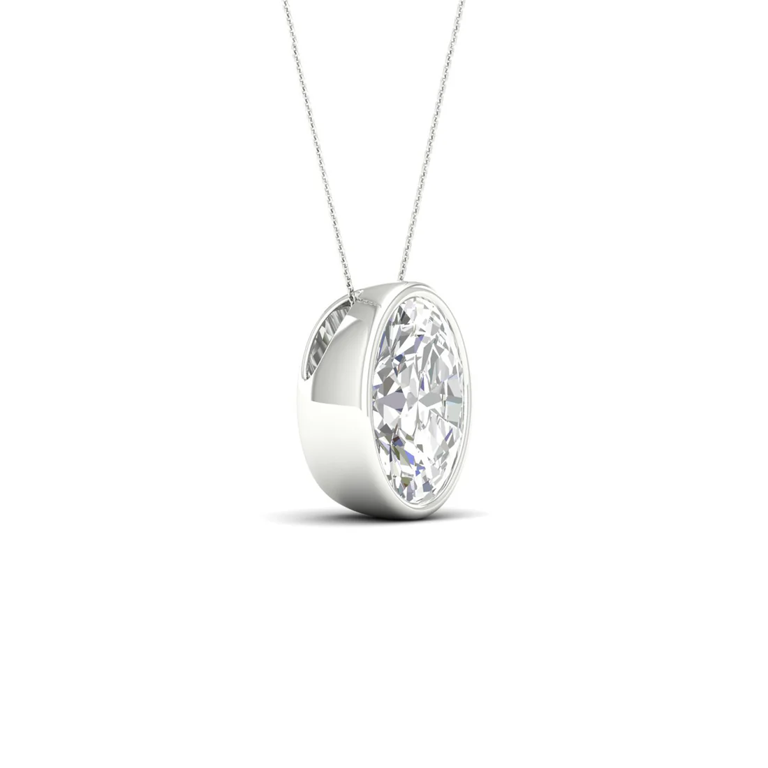 2 CTW Lab Grown Diamond Oval Bezel Set Pendant