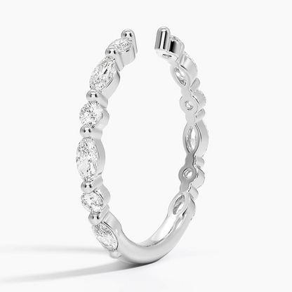 14k Gold Lab Grown Diamond Alternative Open Cuff Wedding Band