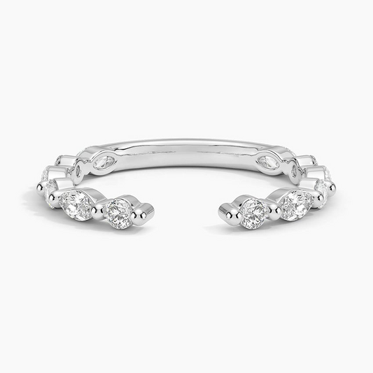 14k Gold Lab Grown Diamond Alternative Open Cuff Wedding Band