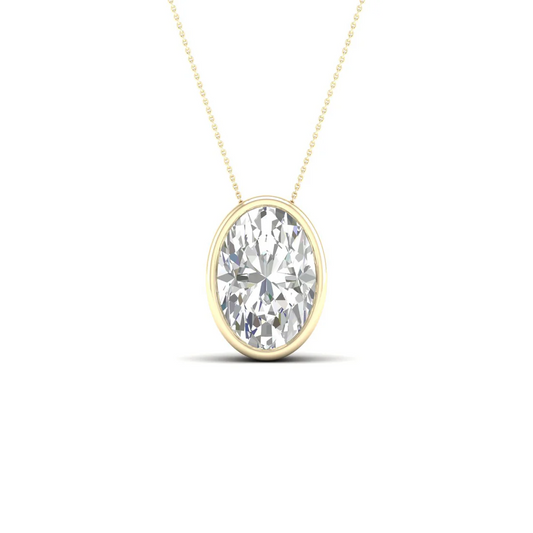 2 CTW Lab Grown Diamond Oval Bezel Set Pendant