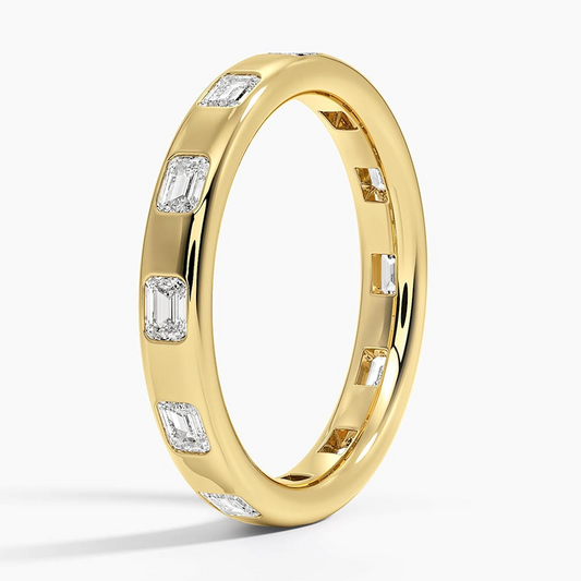 Emerald Cut Lab Grown Diamond 18K Yellow Gold Wedding Band