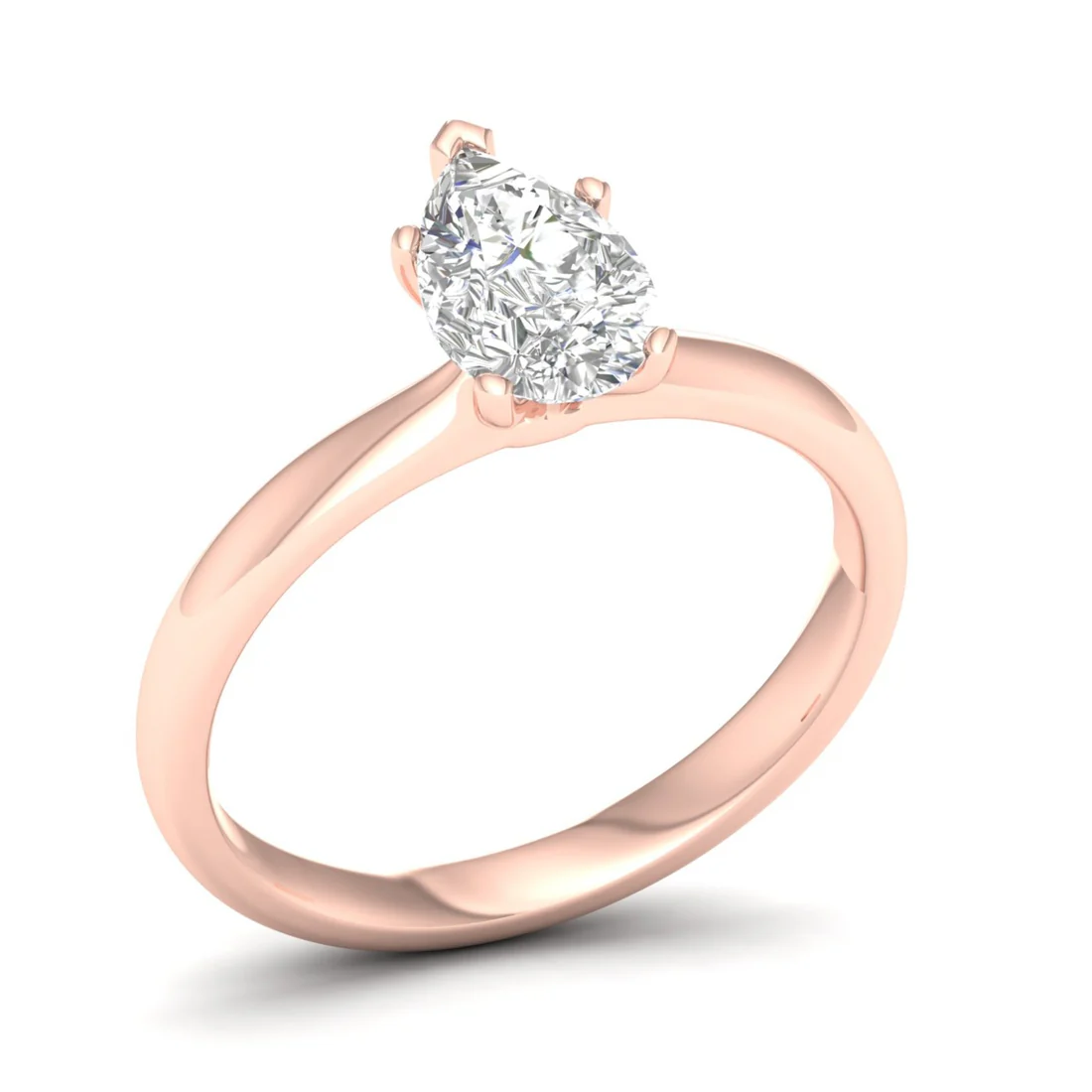 1 CTW Pear Cut Lab Grown Diamond Solitaire Rings