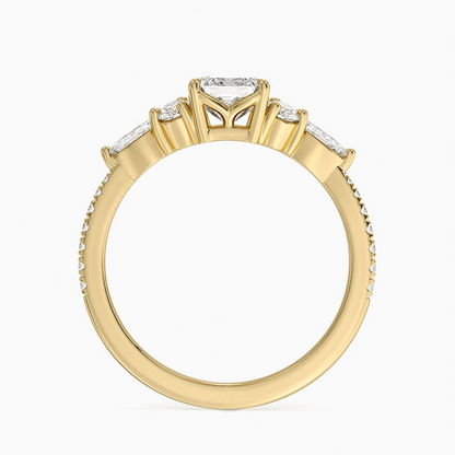 1CT Emerald Gold Pavé Lab Grown Diamond Engagement Ring