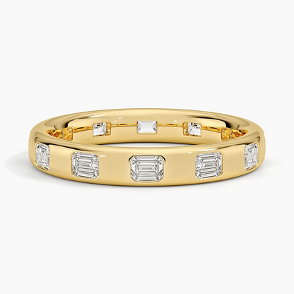 Emerald Cut Lab Grown Diamond 18K Yellow Gold Wedding Band