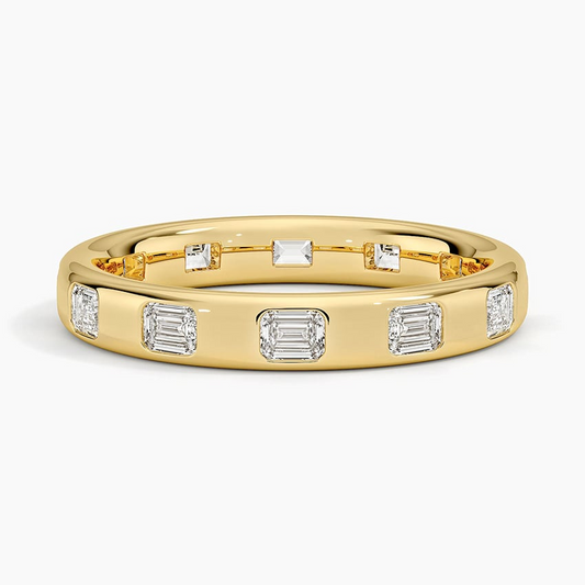 Emerald Cut Lab Grown Diamond 18K Yellow Gold Wedding Band