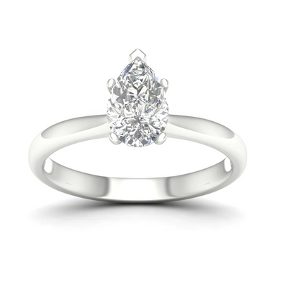 1 CTW Pear Cut Lab Grown Diamond Solitaire Rings