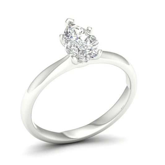 1 CTW Pear Cut Lab Grown Diamond Solitaire Rings