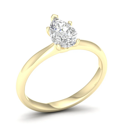 1 CTW Pear Cut Lab Grown Diamond Solitaire Rings