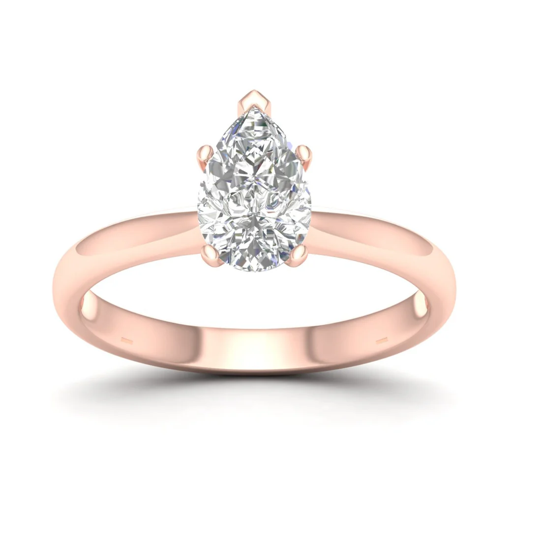 1 CTW Pear Cut Lab Grown Diamond Solitaire Rings