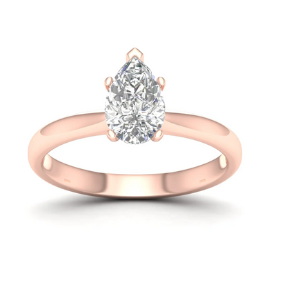 1 CTW Pear Cut Lab Grown Diamond Solitaire Rings