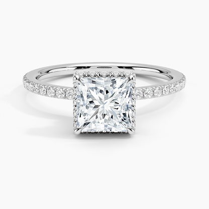 1 1/4CT Princess Cut Lab Grown Diamond Half Coverage Gold Ring