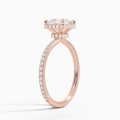 1 1/4CT Princess Cut Lab Grown Diamond Half Coverage Gold Ring