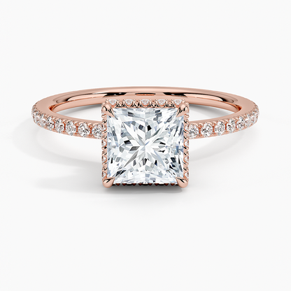 1 1/4CT Princess Cut Lab Grown Diamond Half Coverage Gold Ring