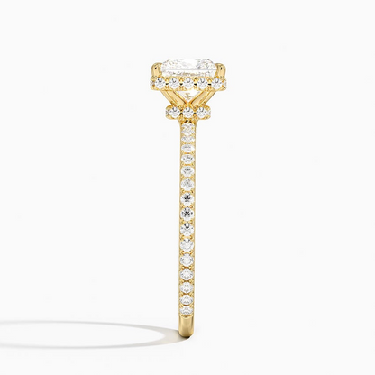 1 1/4CT Princess Cut Lab Grown Diamond Half Coverage Gold Ring