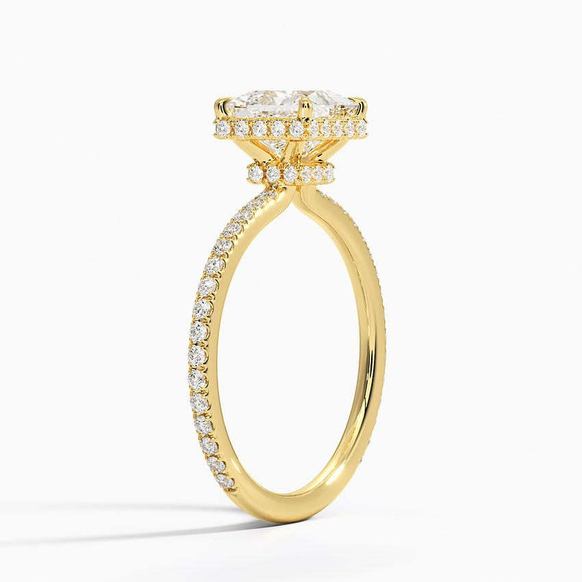 1 1/4CT Princess Cut Lab Grown Diamond Half Coverage Gold Ring